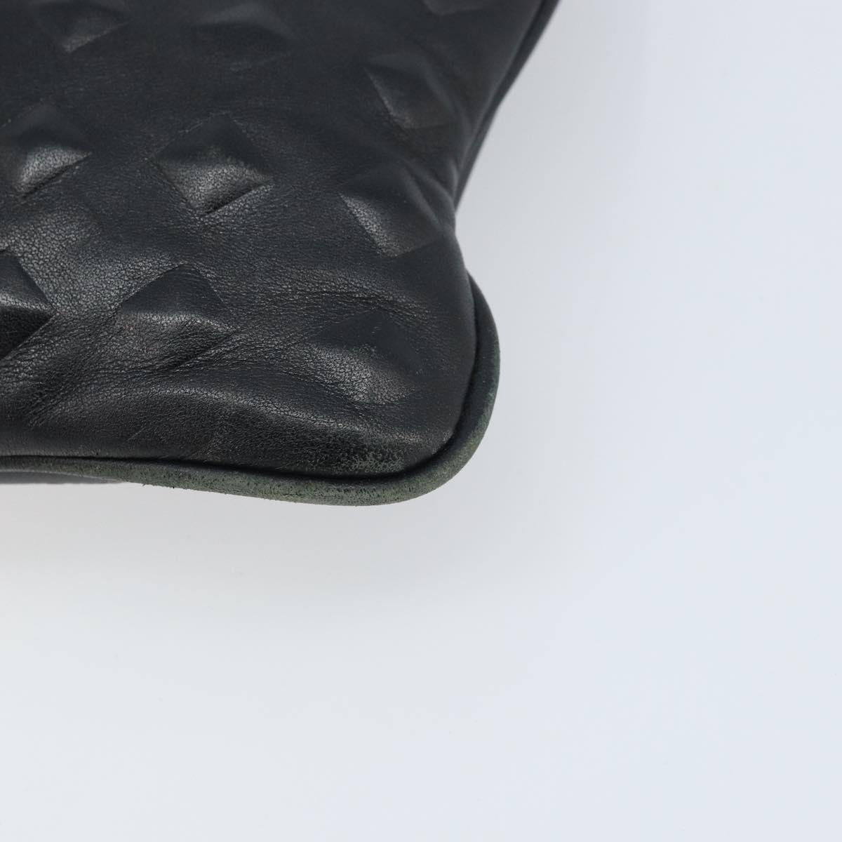 MCM Vicetos Logogram Clutch Bag Leather Black Silver Auth 173812