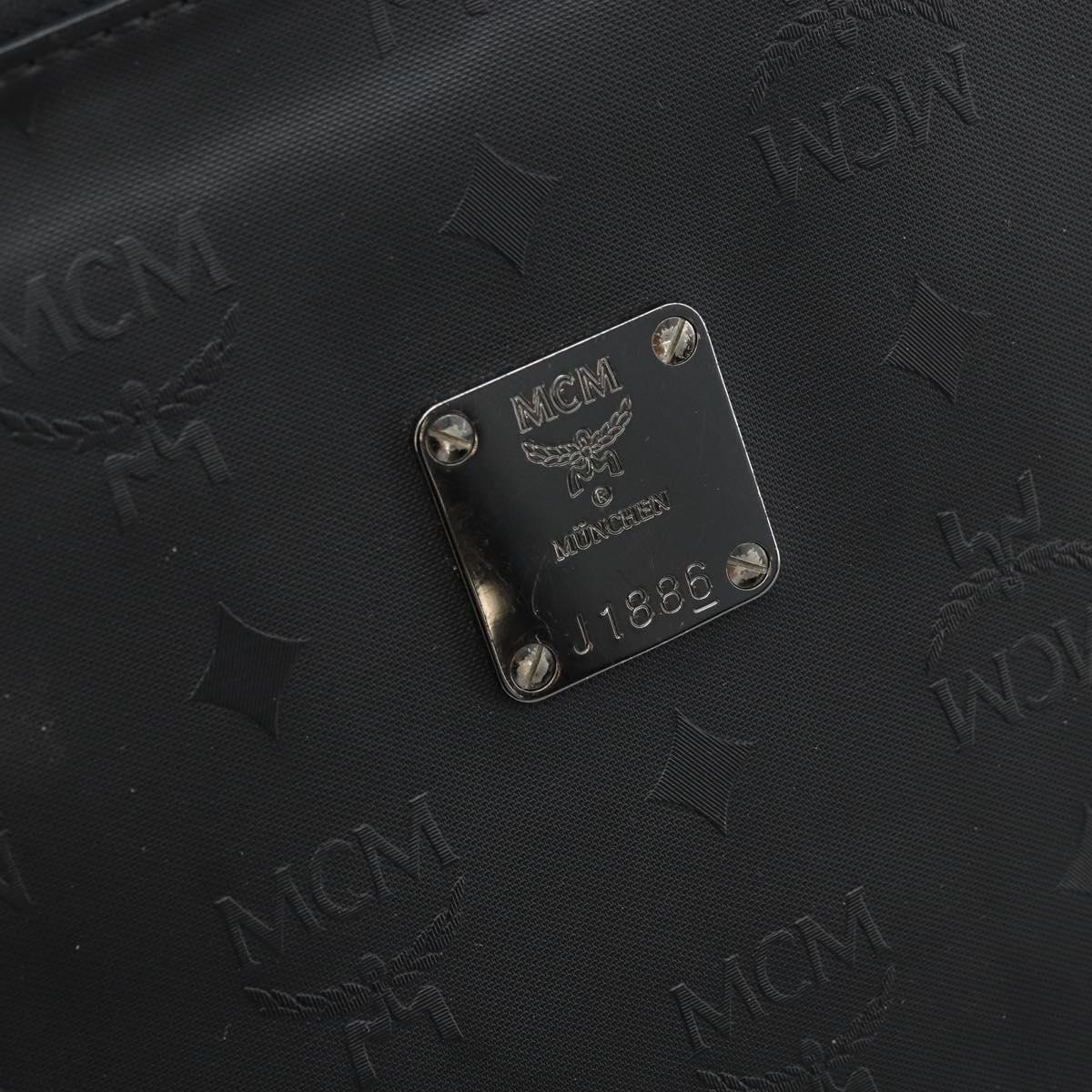 MCM Vicetos Logogram Clutch Bag Leather Black Silver Auth 173812