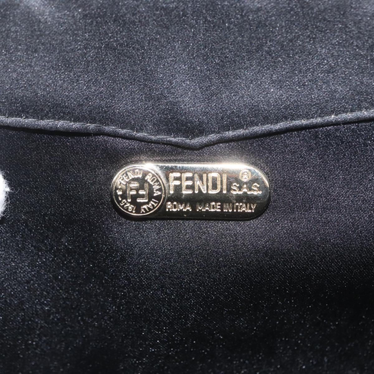 FENDI Clutch Bag Velor Black Gold Auth 173813