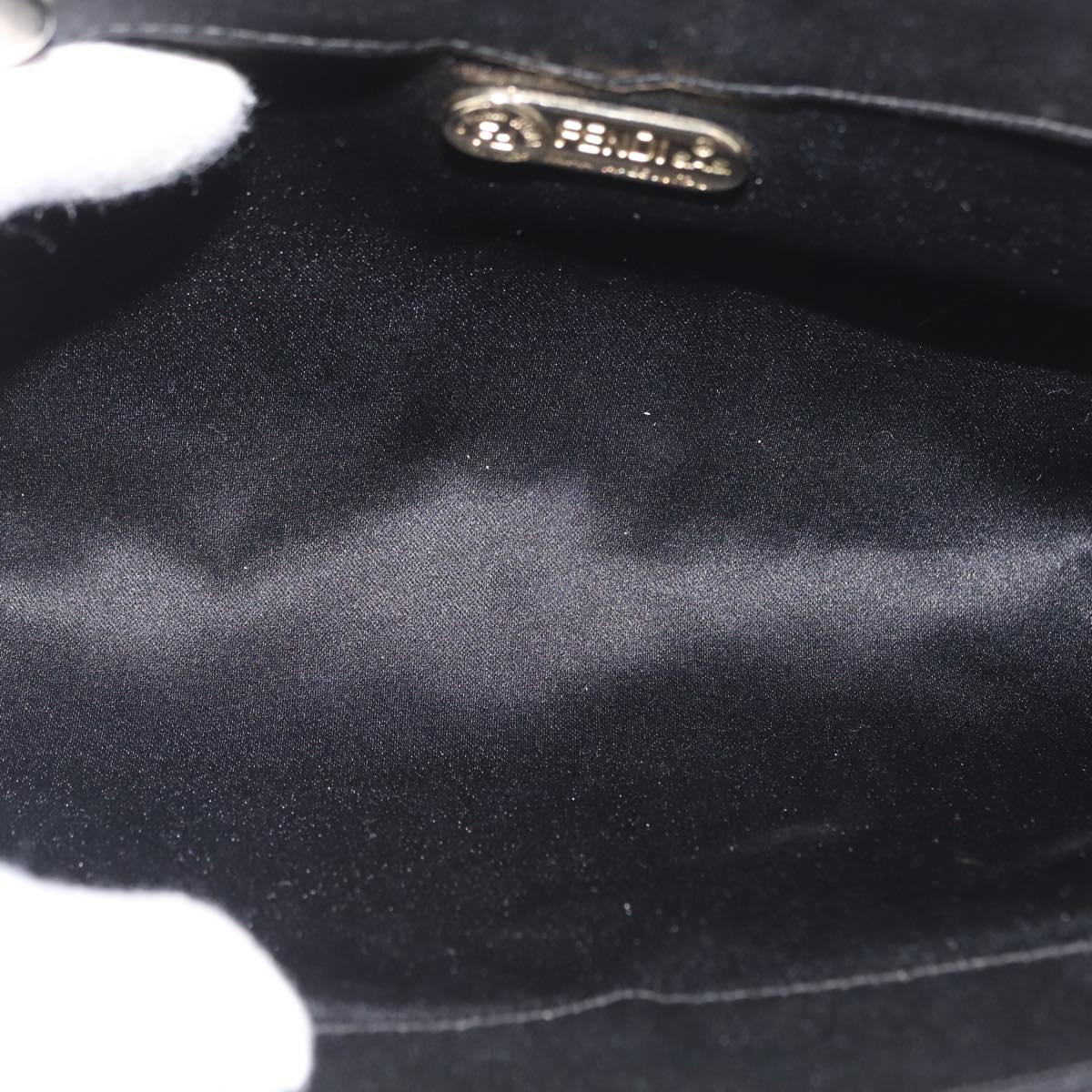 FENDI Clutch Bag Velor Black Gold Auth 173813