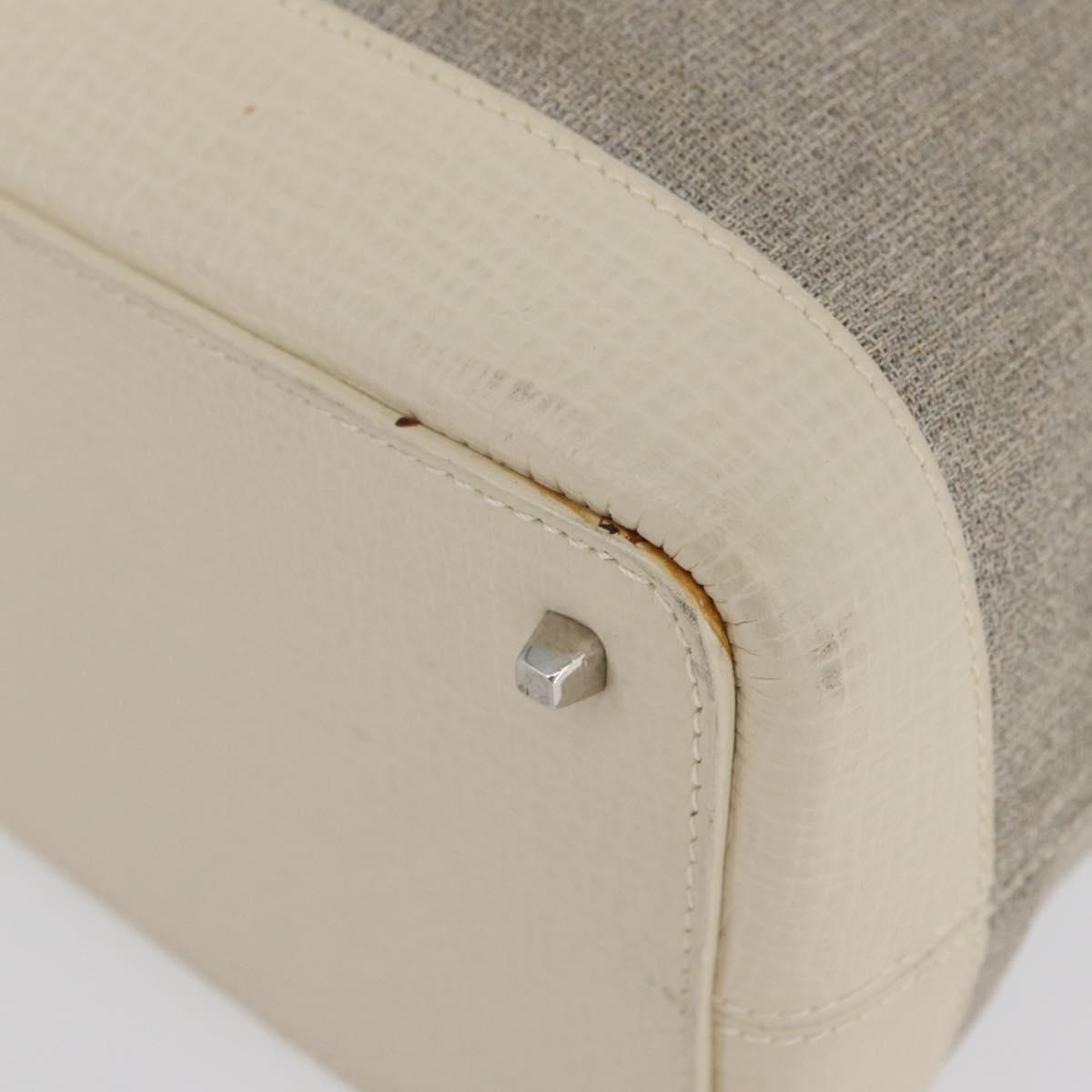 LOEWE Hand Bag Canvas Beige Silver Auth 173814
