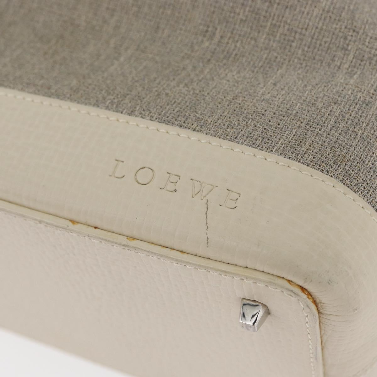 LOEWE Hand Bag Canvas Beige Silver Auth 173814