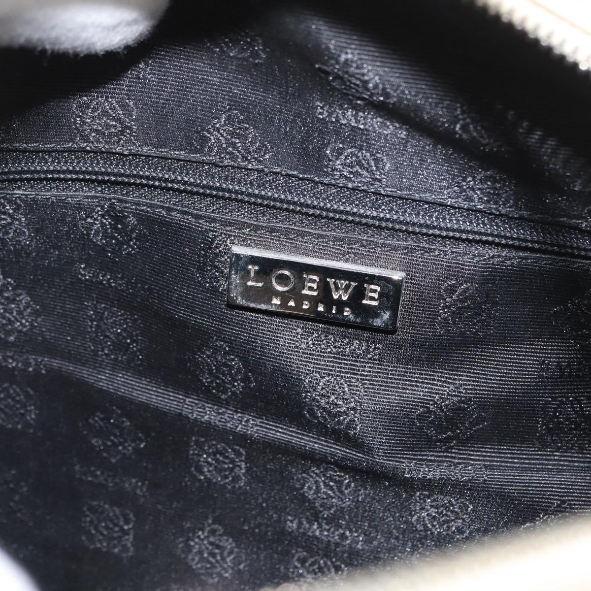 LOEWE Hand Bag Canvas Beige Silver Auth 173814