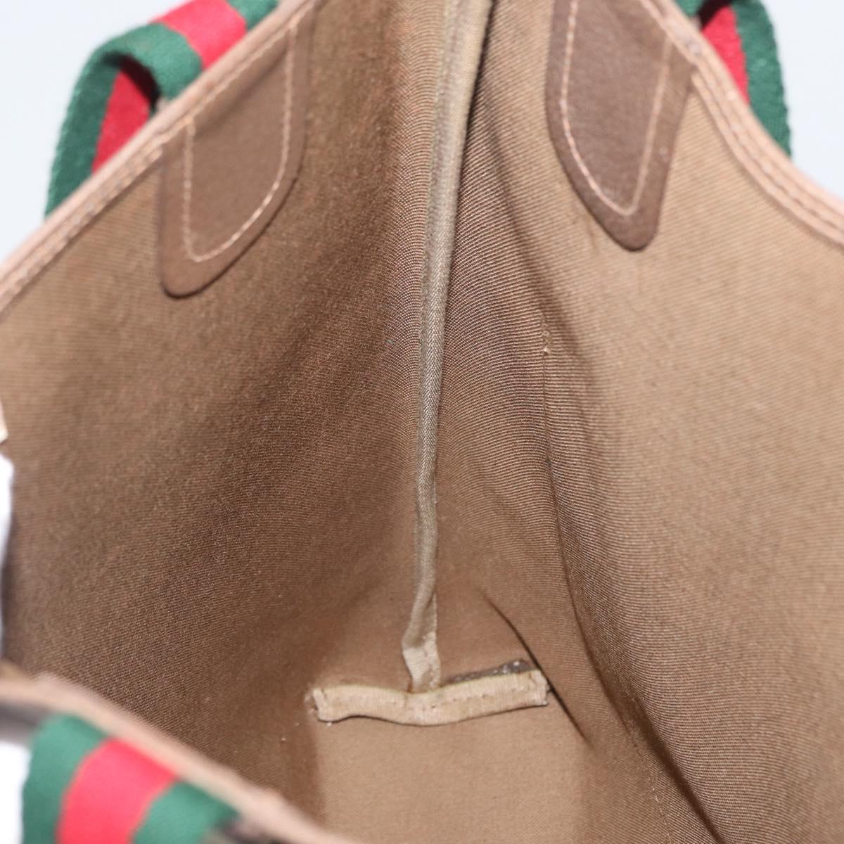 GUCCI GG Supreme Web Sherry Line Bag PVC Beige Red Green 39 02 003 Auth 173817