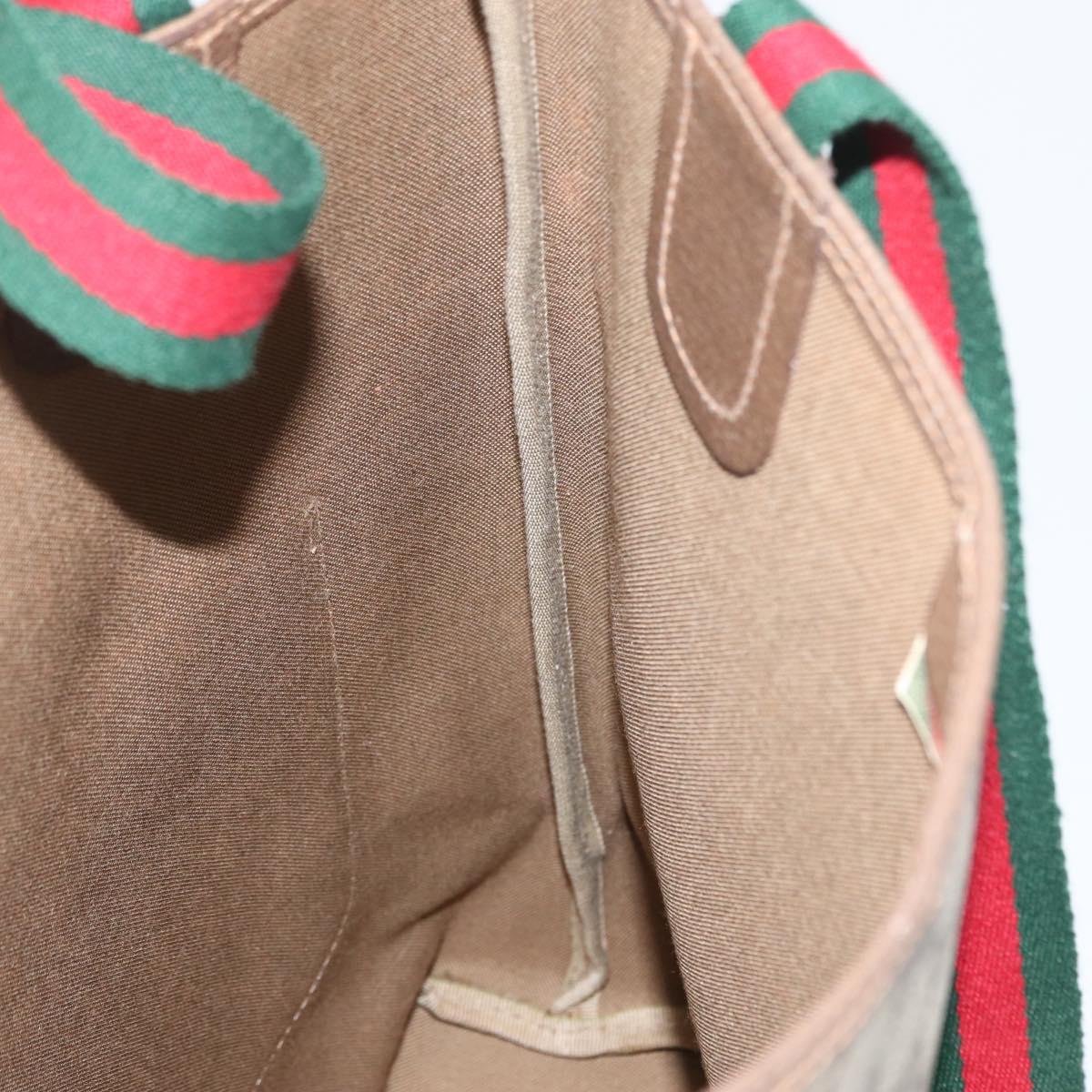 GUCCI GG Supreme Web Sherry Line Bag PVC Beige Red Green 39 02 003 Auth 173817