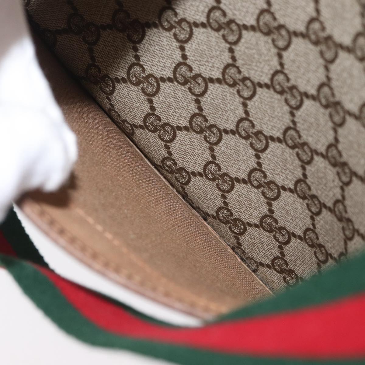 GUCCI GG Supreme Web Sherry Line Bag PVC Beige Red Green 39 02 003 Auth 173817