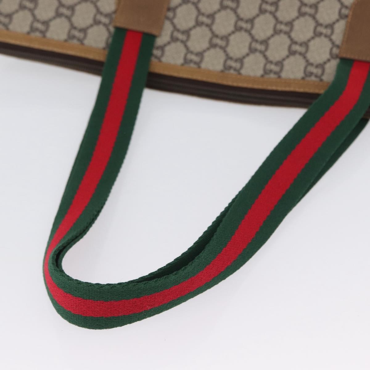 GUCCI GG Plus Supreme Web Sherry Line Tote Bag PVC Beige Red Green Auth 173818