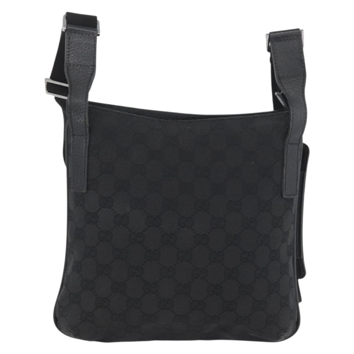 GUCCI GG Canvas Shoulder Bag Black Silver 122793 Auth 173821