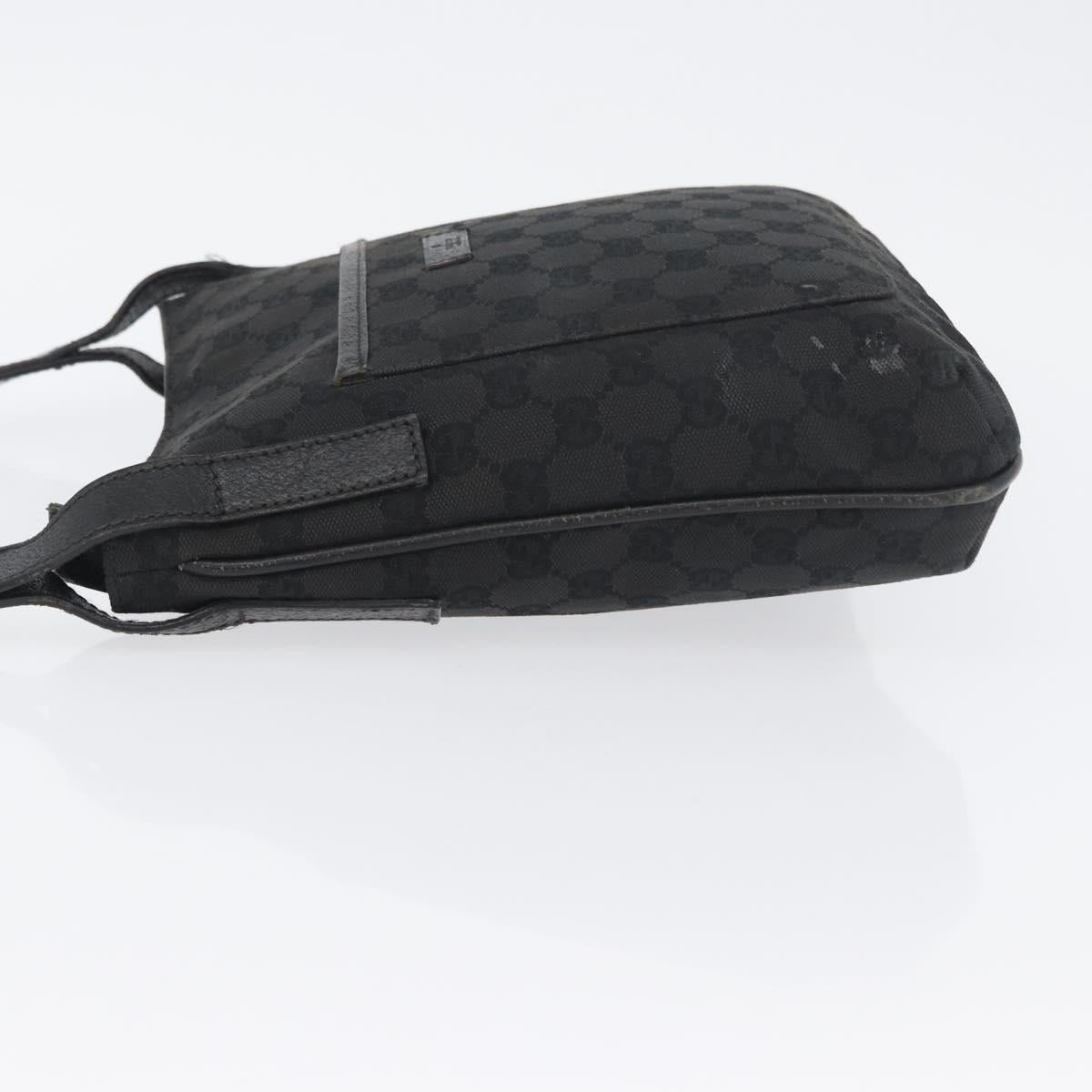 GUCCI GG Canvas Shoulder Bag Black Silver 122793 Auth 173821