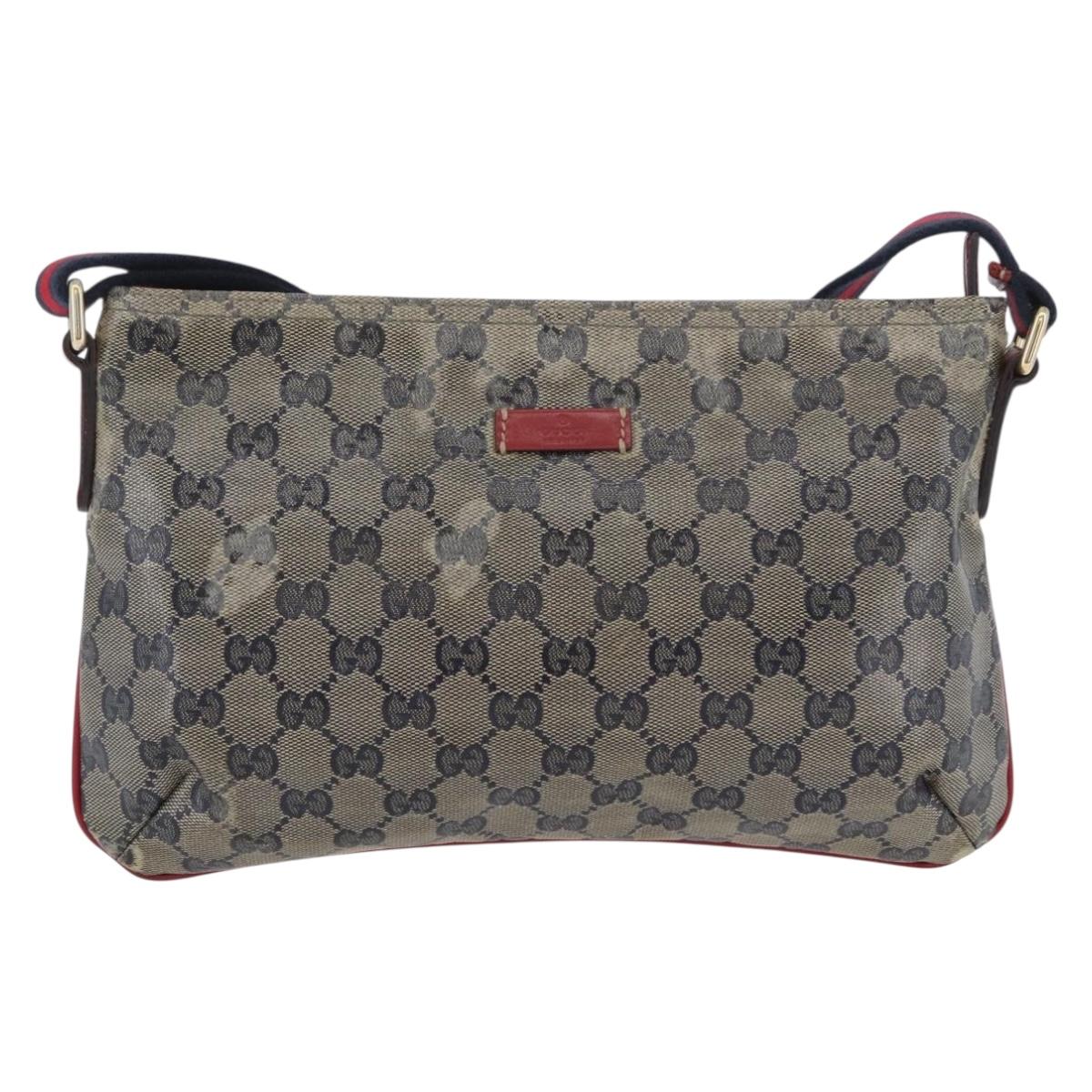 GUCCI GG Crystal Sherry Line Bag Coated Canvas Navy Gold 189749 Auth 173822