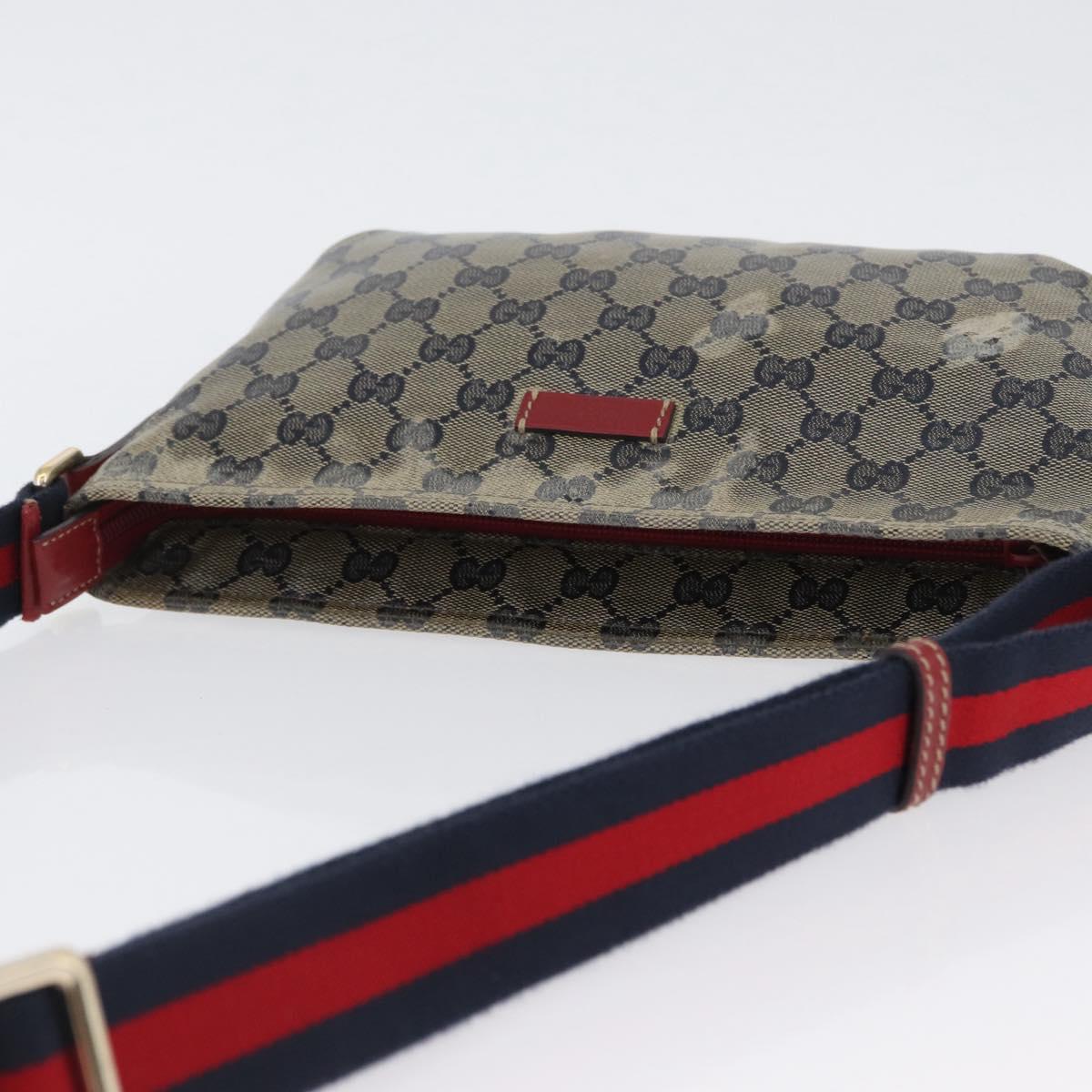 GUCCI GG Crystal Sherry Line Bag Coated Canvas Navy Gold 189749 Auth 173822