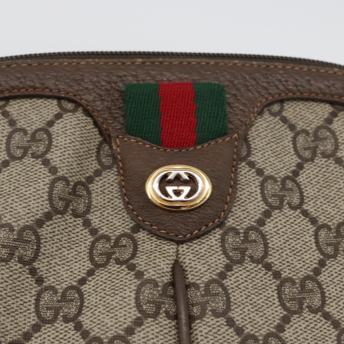 GUCCI GG Supreme Web Sherry Line Bag PVC Beige Gold 904 02 047 Auth 173823