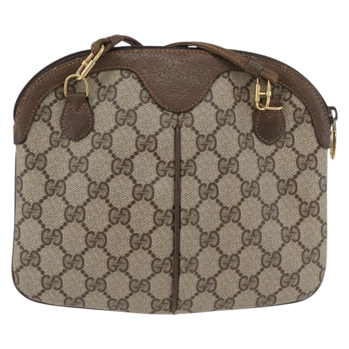 GUCCI GG Supreme Web Sherry Line Bag PVC Beige Gold 904 02 047 Auth 173823