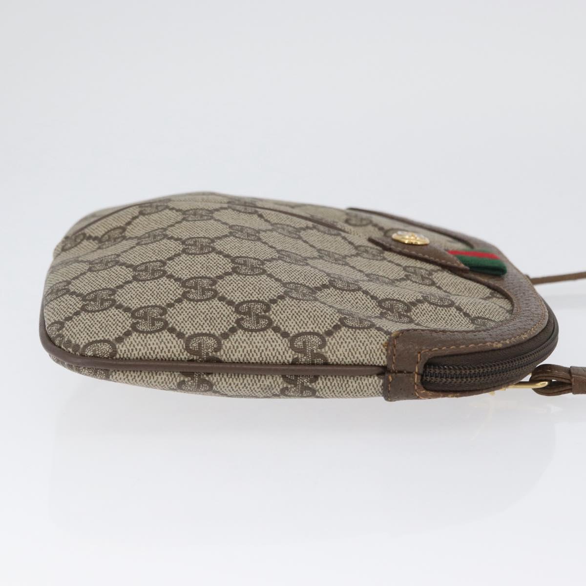 GUCCI GG Supreme Web Sherry Line Bag PVC Beige Gold 904 02 047 Auth 173823