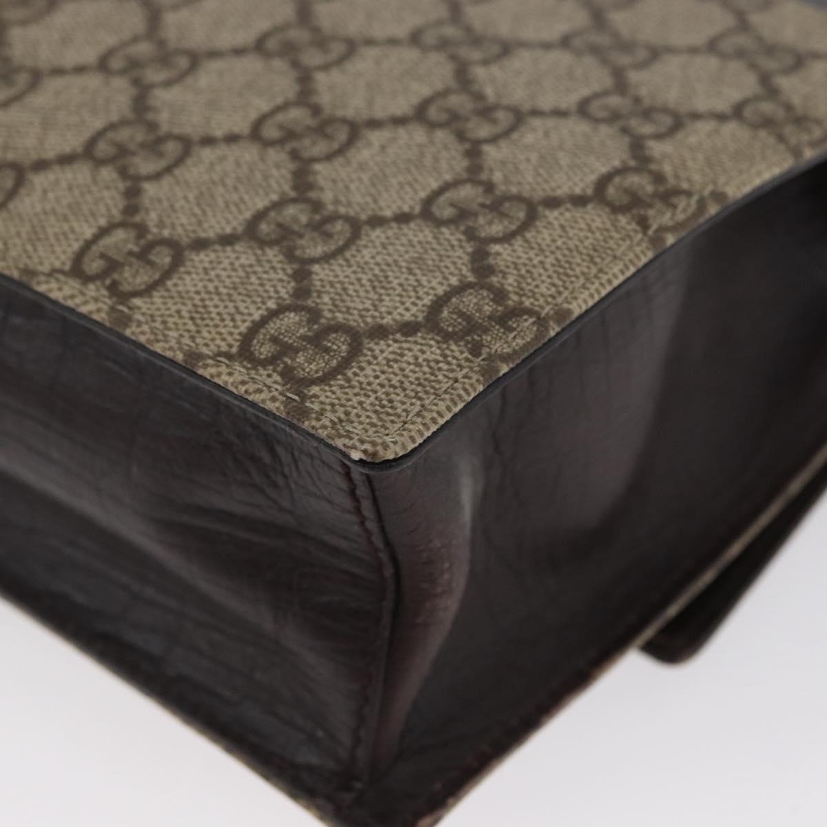 GUCCI GG Supreme Clutch Bag PVC Beige Silver 131213 Auth 173825