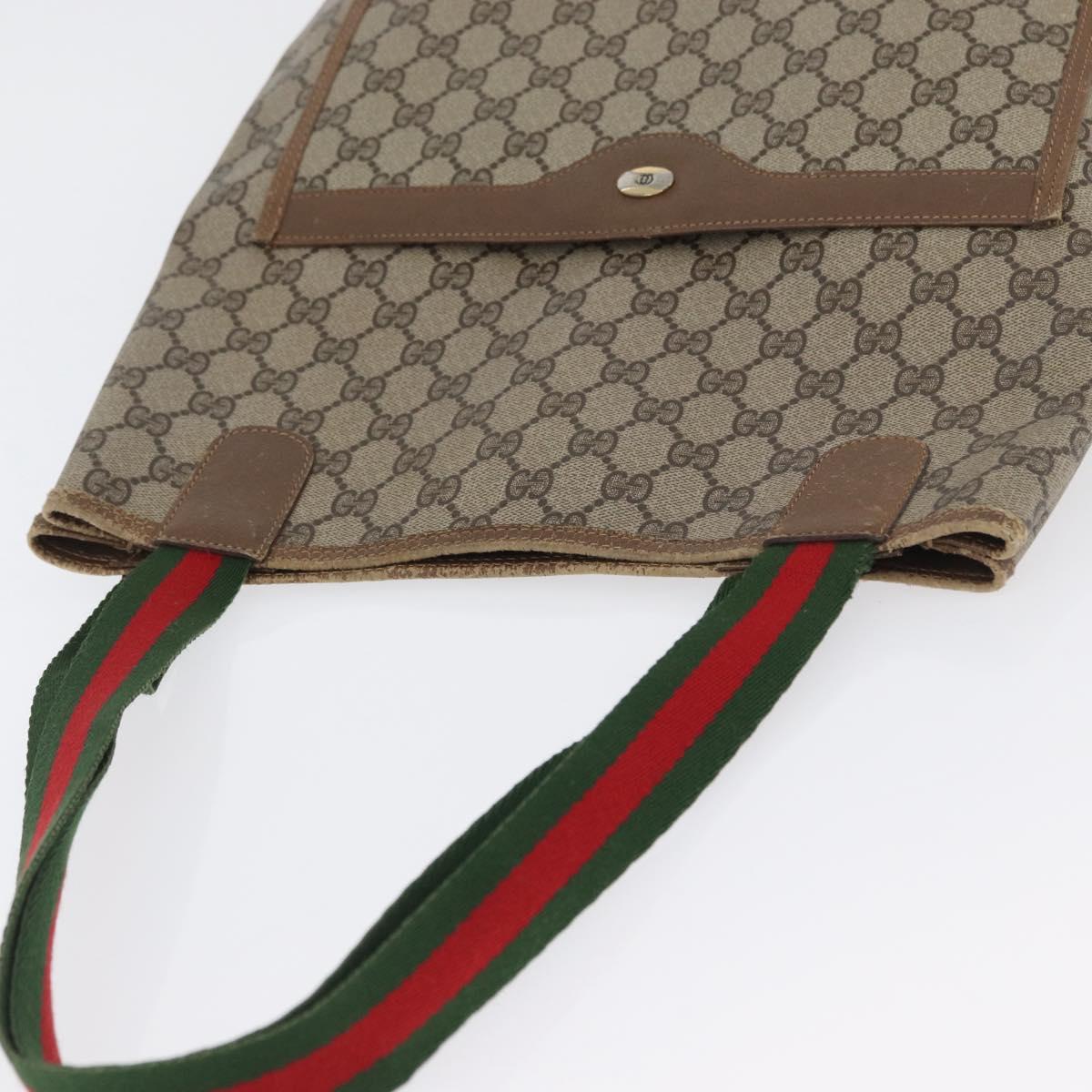 GUCCI GG Supreme Web Sherry Line Tote Bag PVC Beige Red 39 02 003 Auth 173826