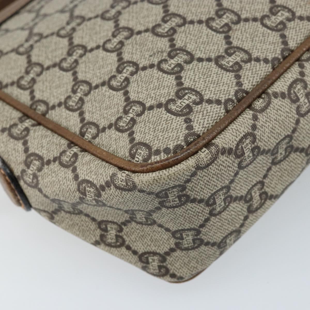 GUCCI GG Plus Supreme Shoulder Bag PVC Beige Gold Auth 173828