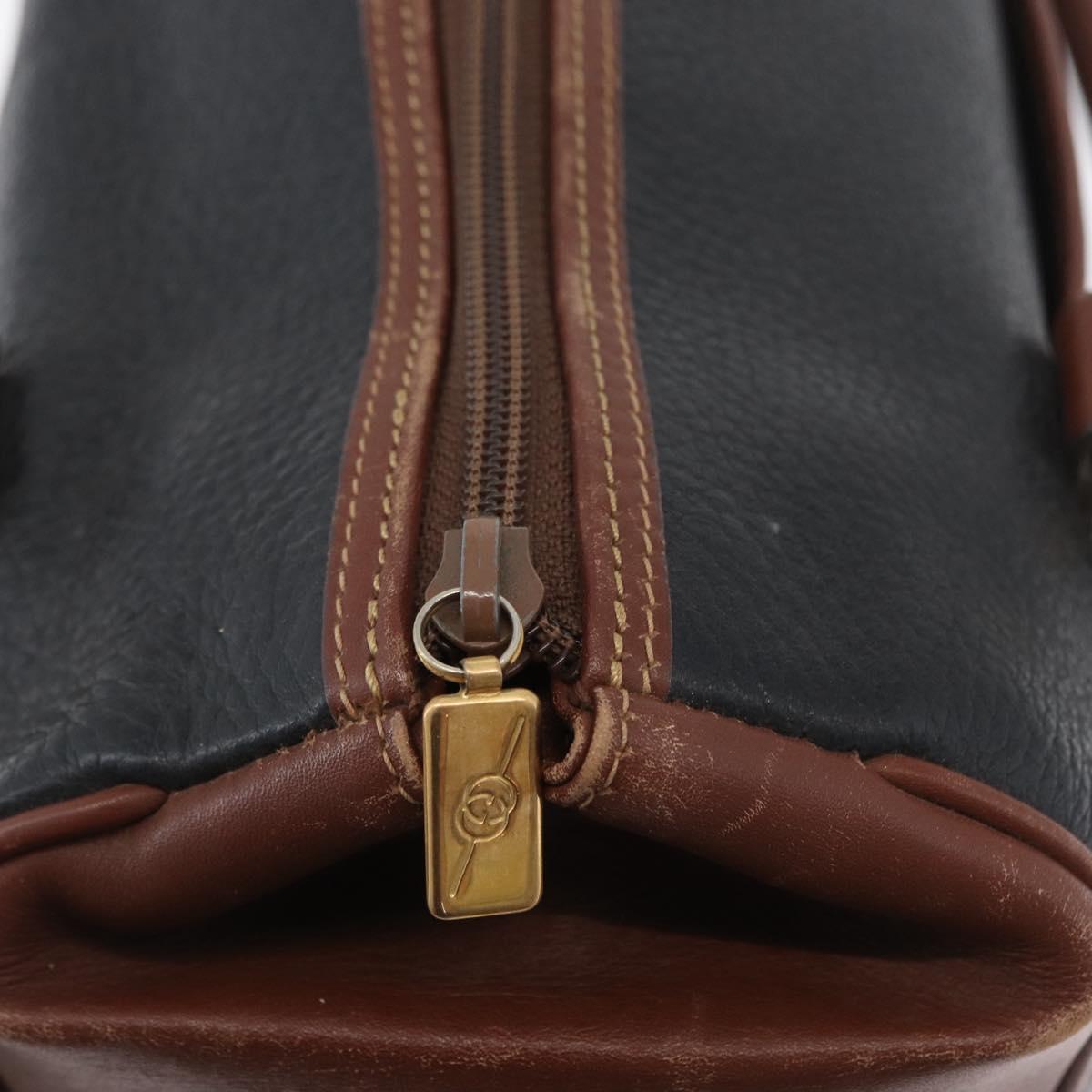 GUCCI Hand Bag Leather Black Gold 000 101 0140 Auth 173829