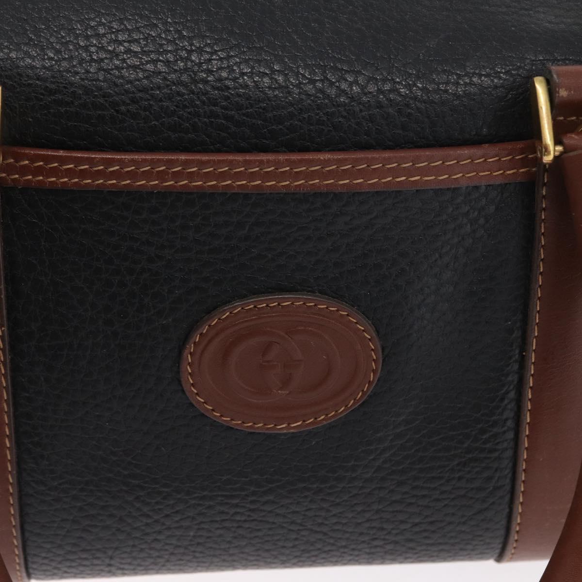GUCCI Hand Bag Leather Black Gold 000 101 0140 Auth 173829