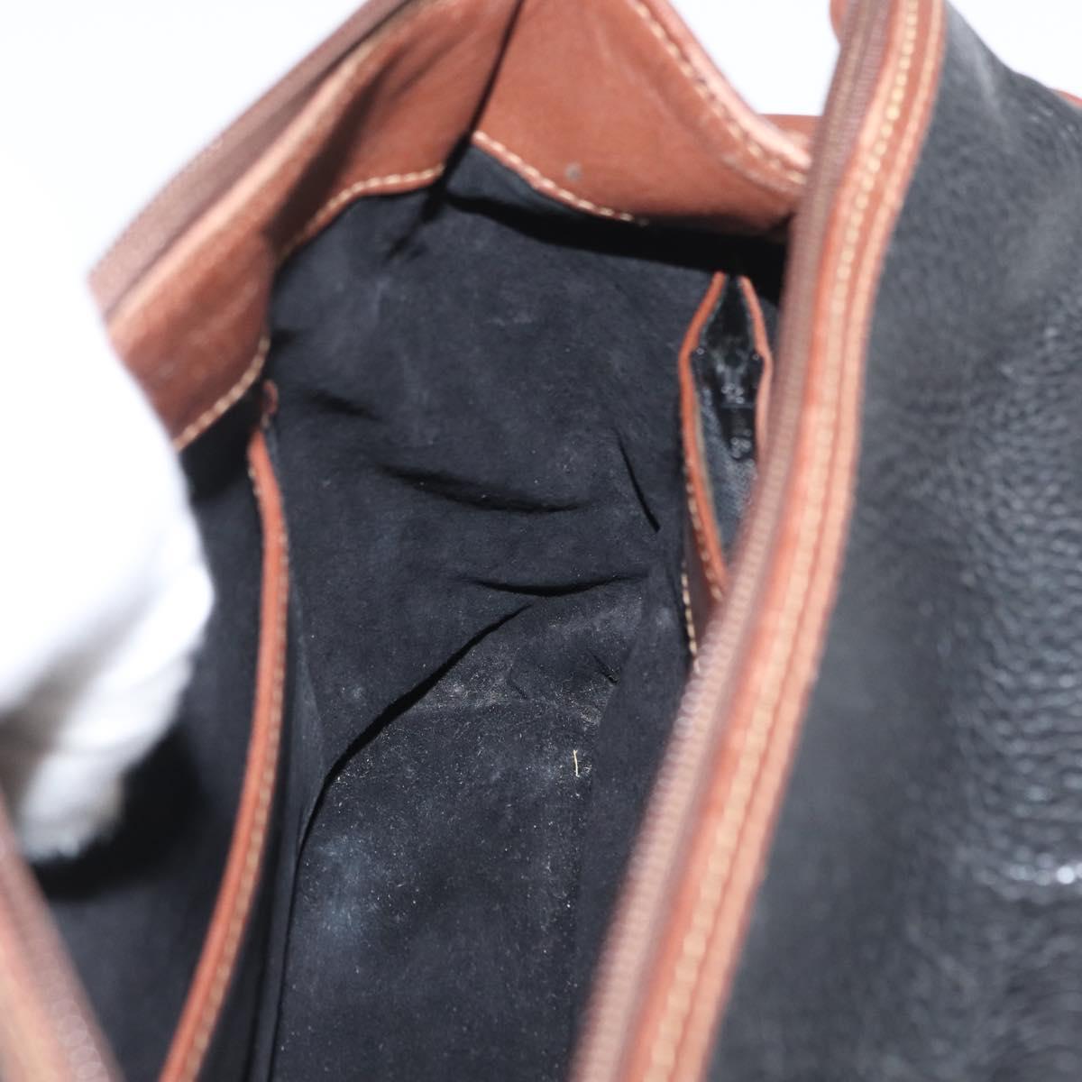 GUCCI Hand Bag Leather Black Gold 000 101 0140 Auth 173829