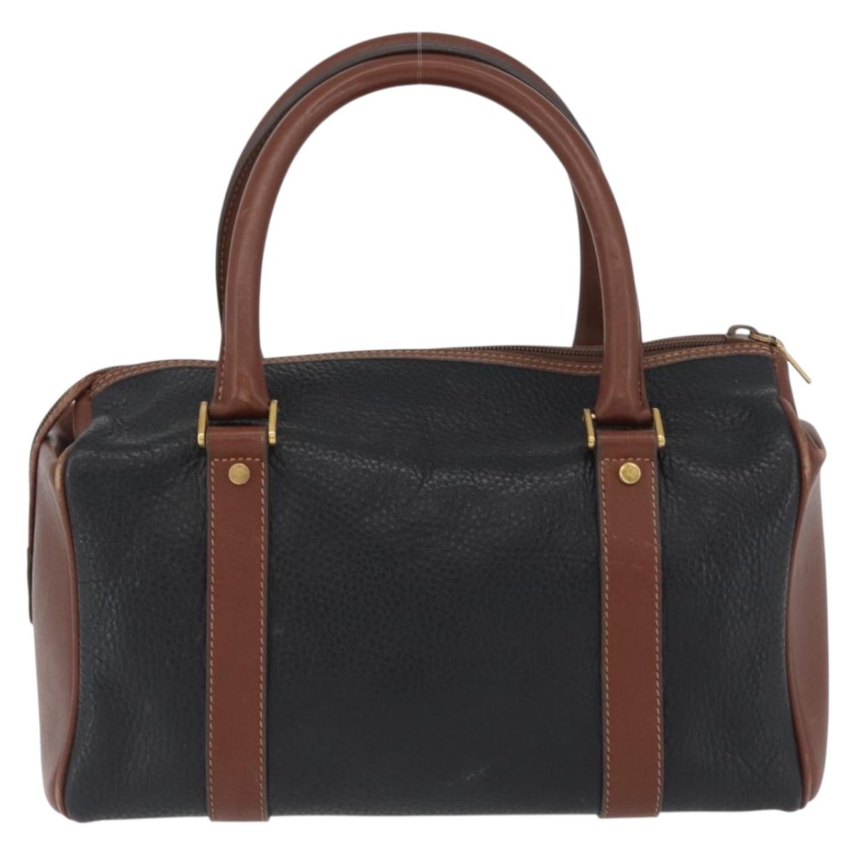 GUCCI Hand Bag Leather Black Gold 000 101 0140 Auth 173829