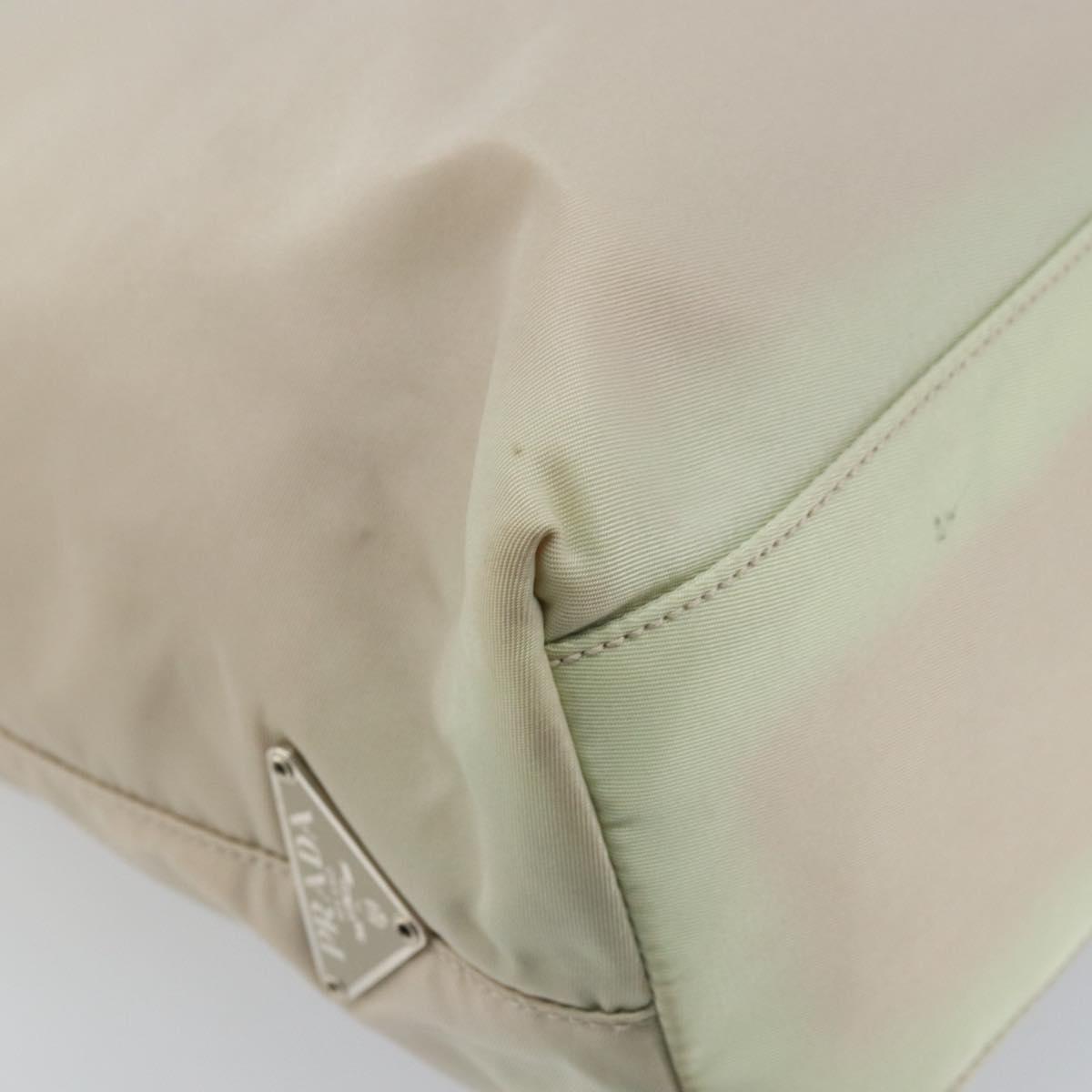 PRADA Shoulder Bag Nylon Ivory Silver Auth 173830