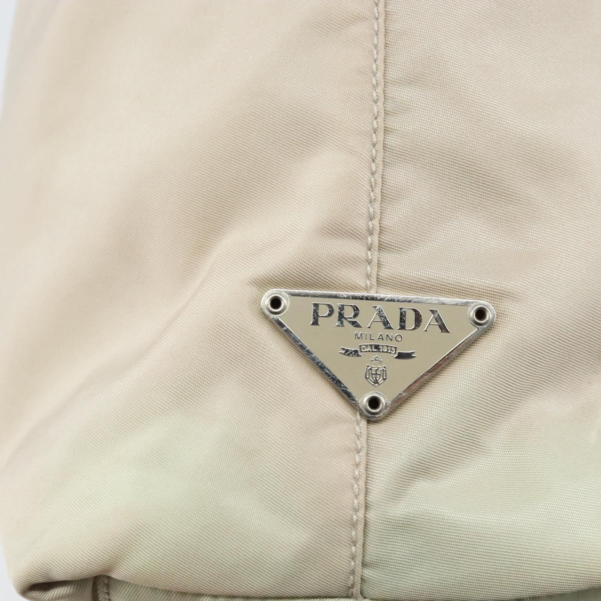 PRADA Shoulder Bag Nylon Ivory Silver Auth 173830