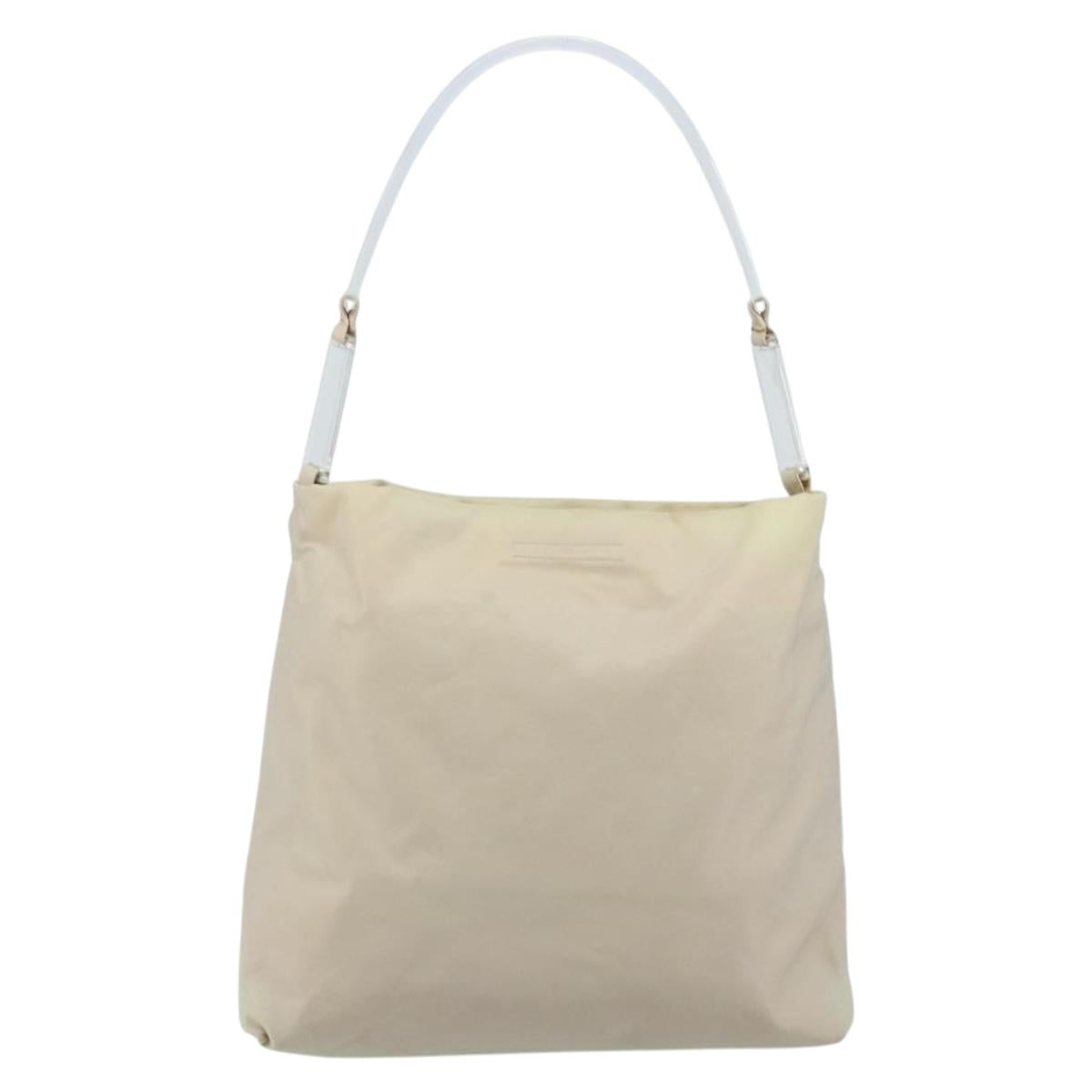 PRADA Shoulder Bag Nylon Ivory Silver Auth 173830