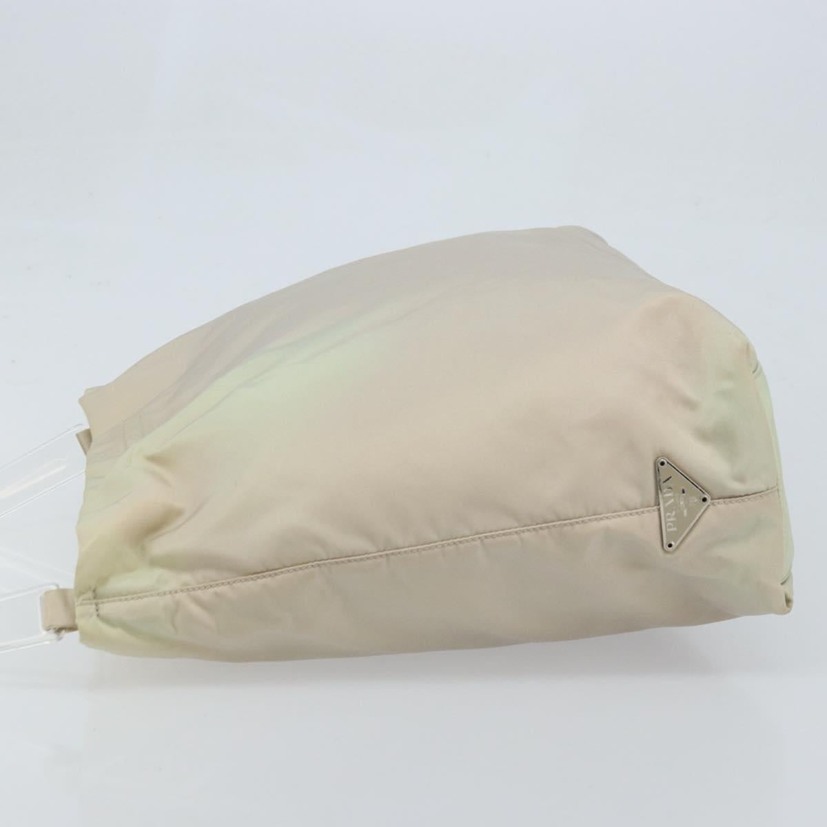 PRADA Shoulder Bag Nylon Ivory Silver Auth 173830