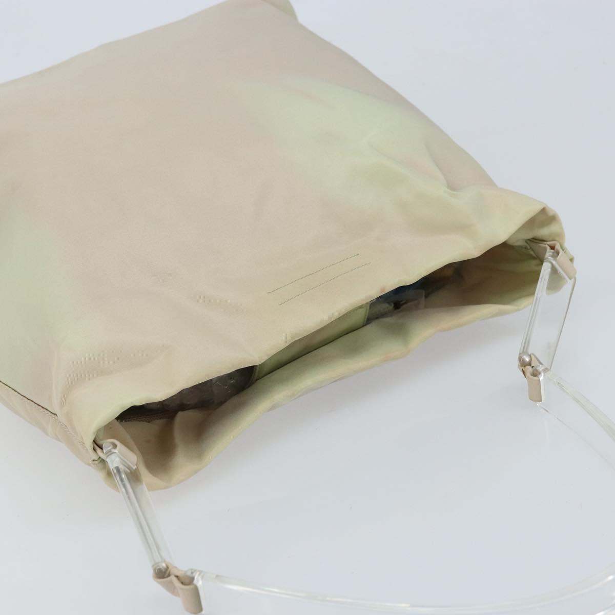 PRADA Shoulder Bag Nylon Ivory Silver Auth 173830