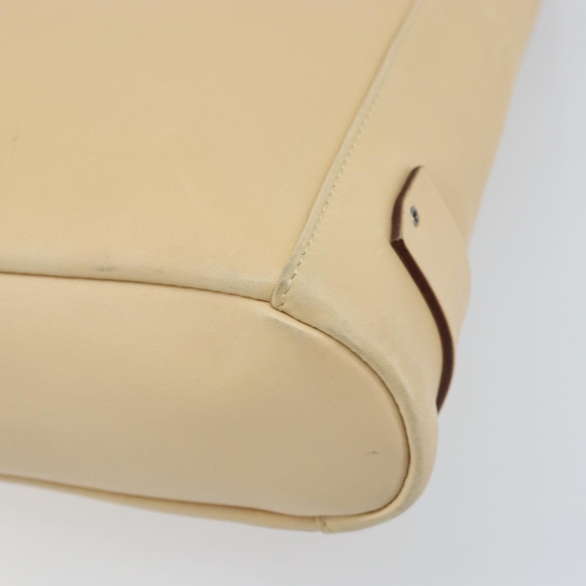 GUCCI Shoulder Bag Leather Beige Silver 91761 Auth 173831