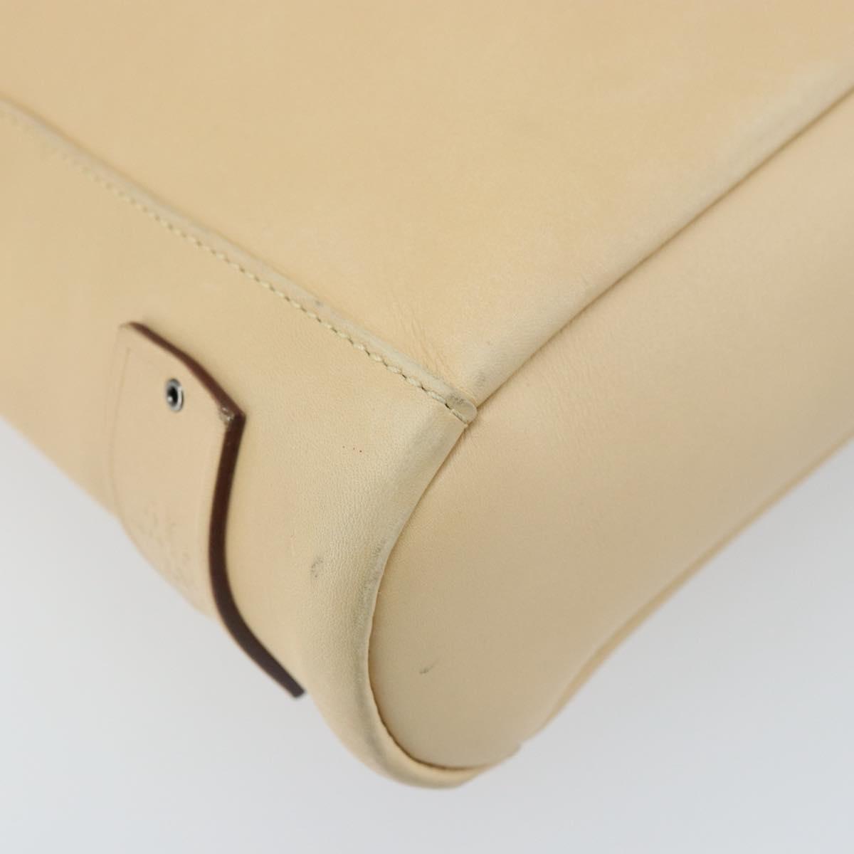 GUCCI Shoulder Bag Leather Beige Silver 91761 Auth 173831