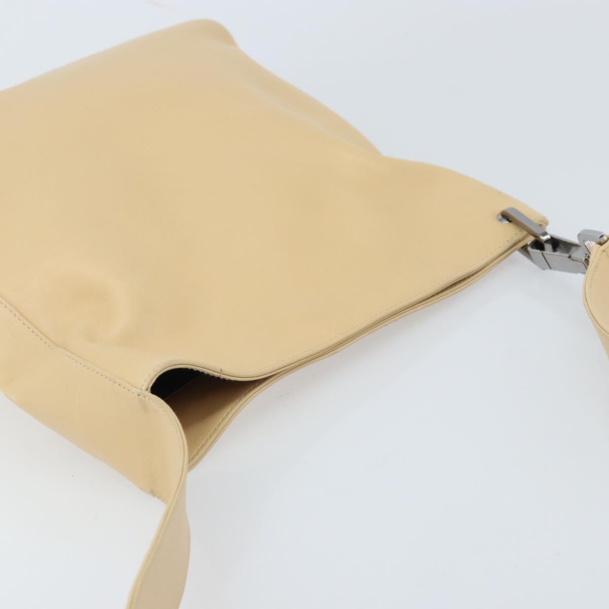 GUCCI Shoulder Bag Leather Beige Silver 91761 Auth 173831