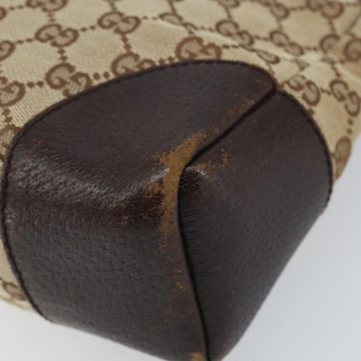 GUCCI GG Canvas Shoulder Bag Beige Silver Auth 173832