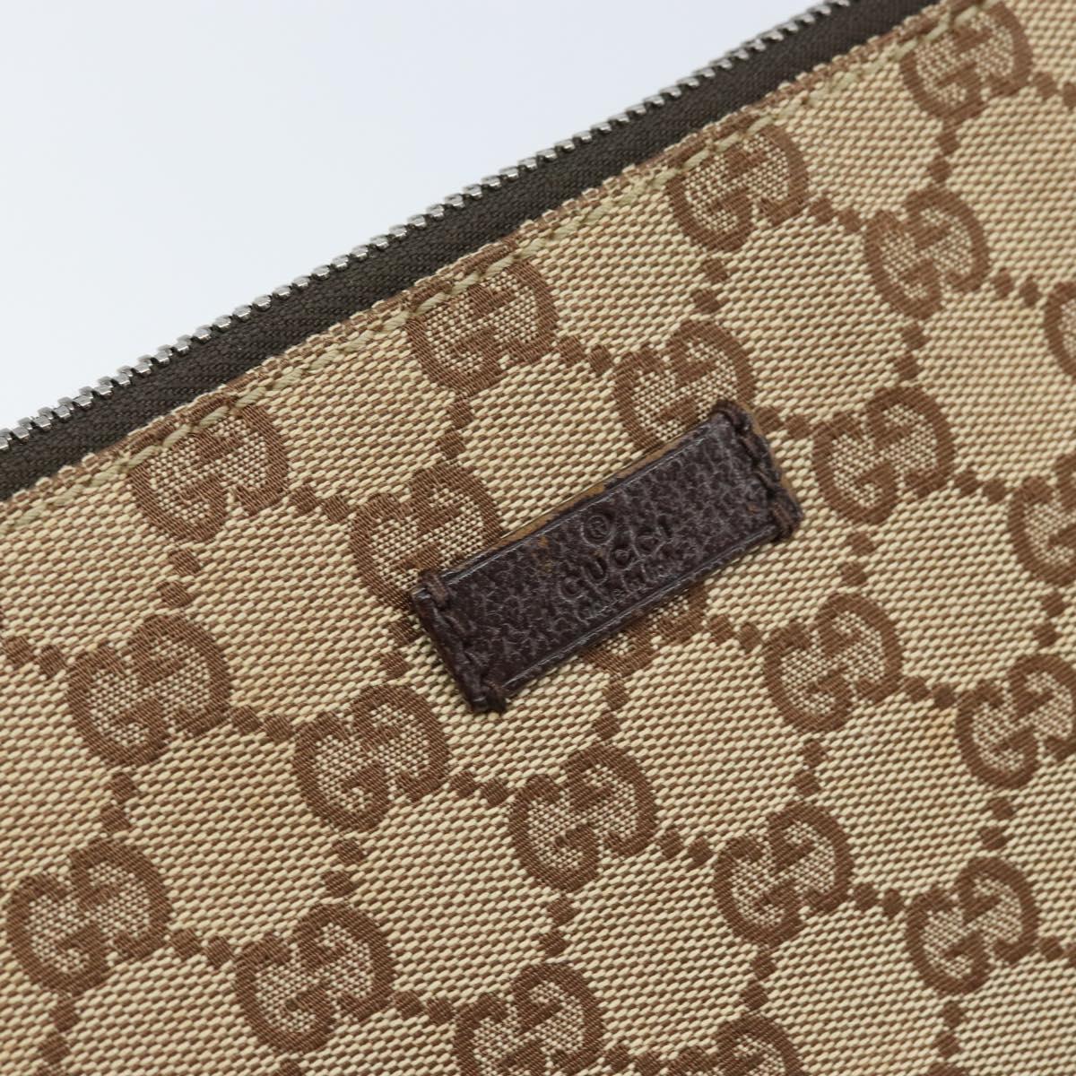 GUCCI GG Canvas Shoulder Bag Beige Silver Auth 173832