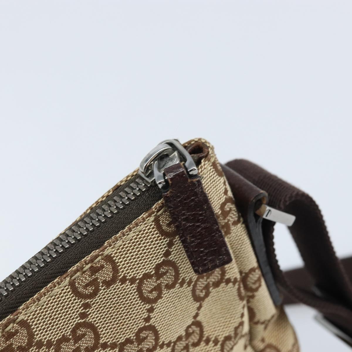GUCCI GG Canvas Shoulder Bag Beige Silver Auth 173832