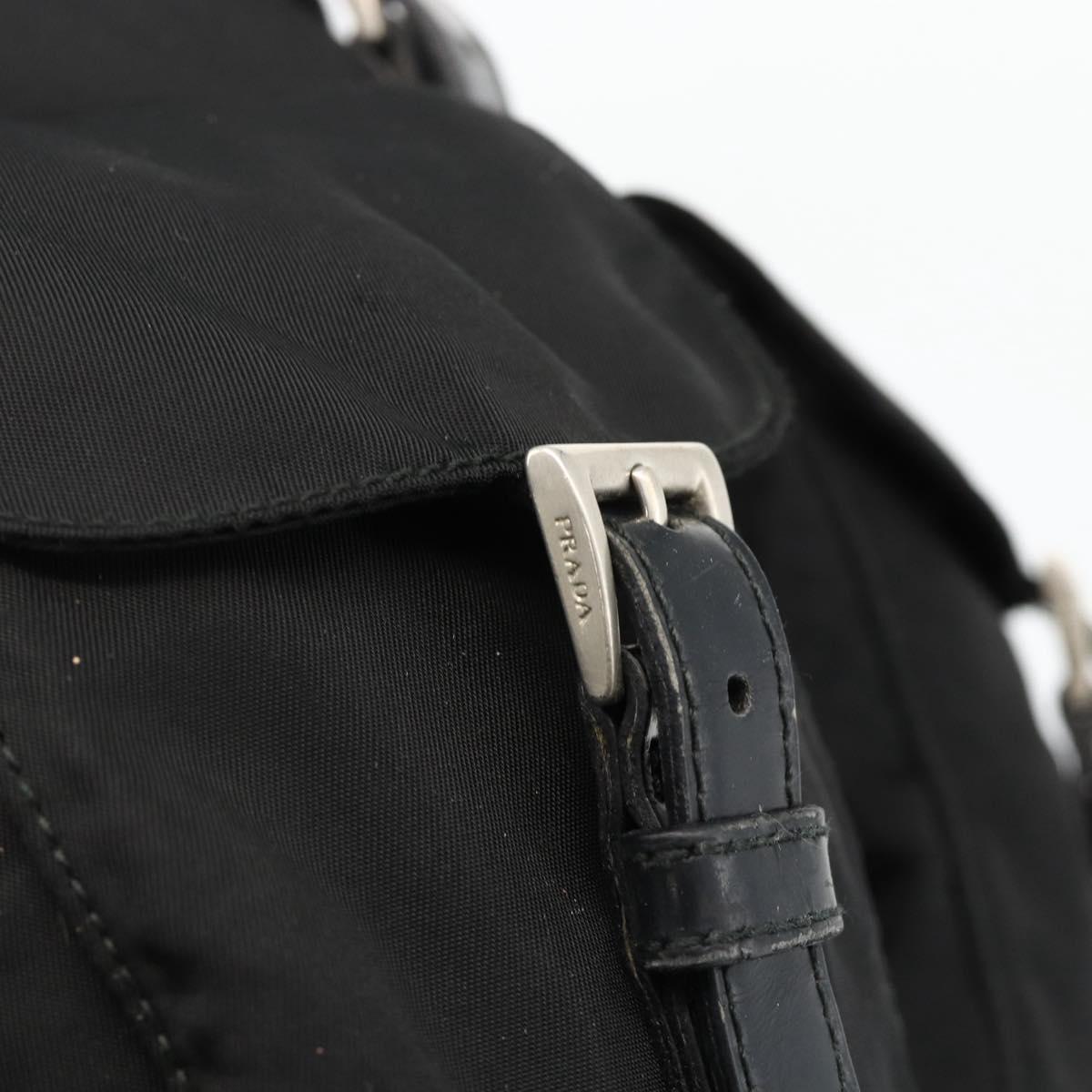 PRADA Backpack Nylon Black Silver Auth 173833
