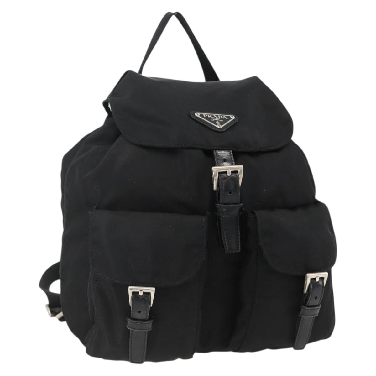 PRADA Backpack Nylon Black Silver Auth 173833