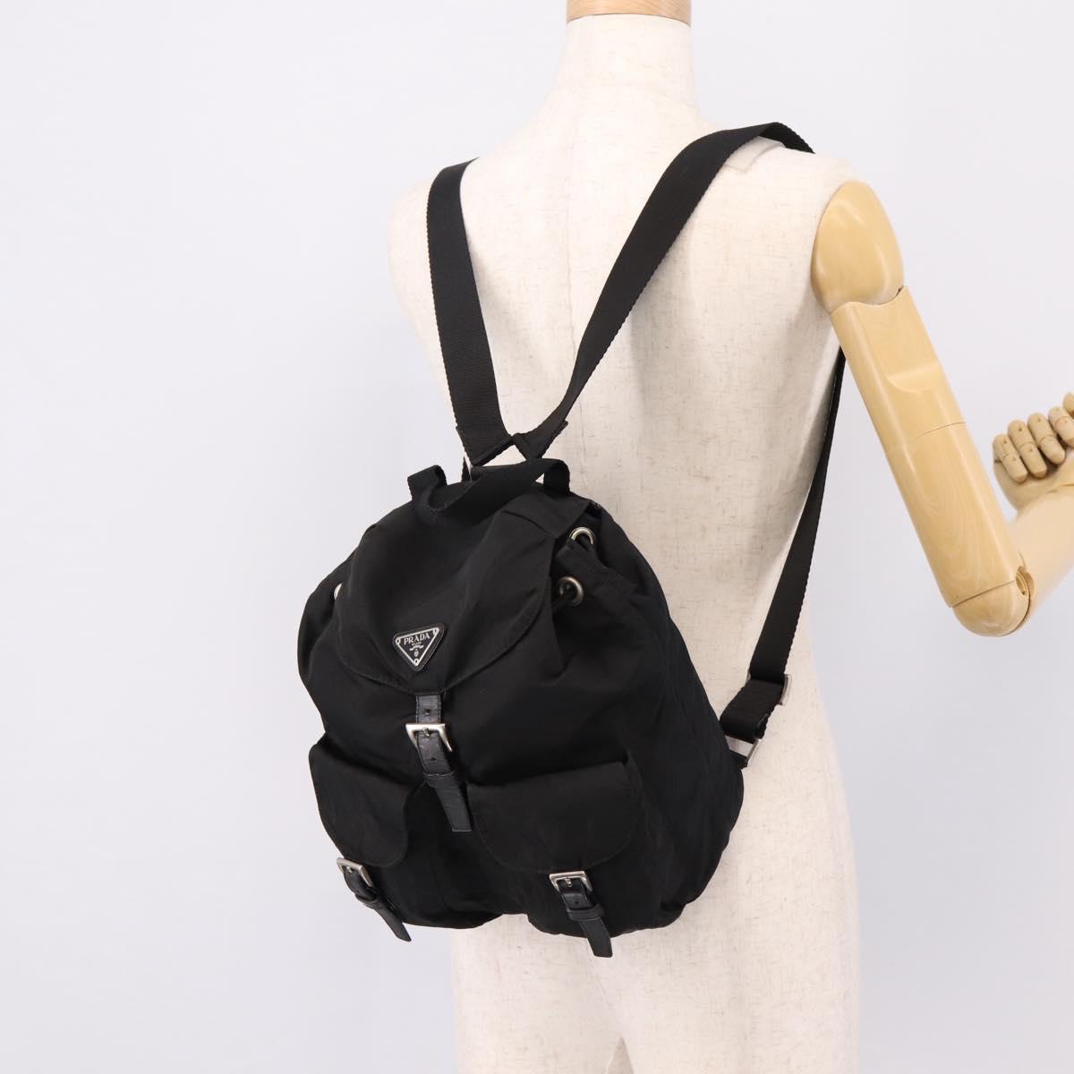 PRADA Backpack Nylon Black Silver Auth 173833