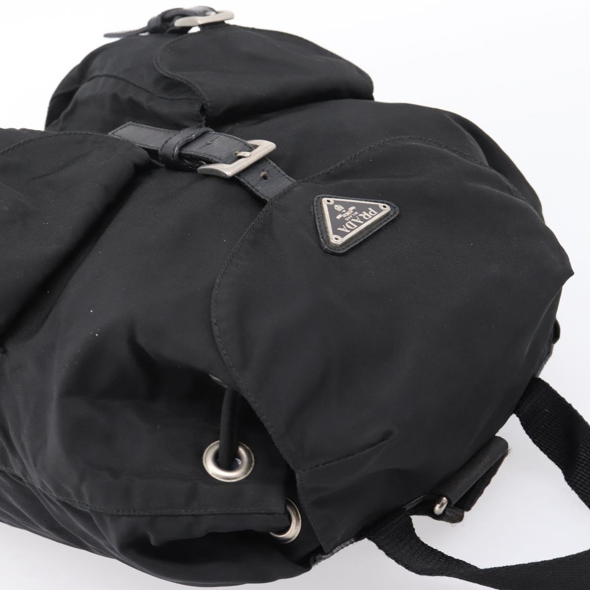 PRADA Backpack Nylon Black Silver Auth 173833