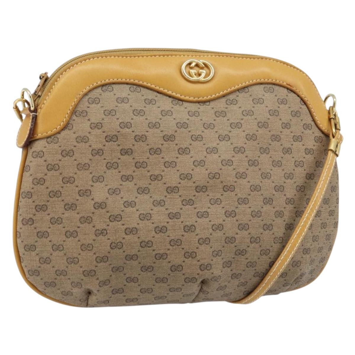 GUCCI Micro GG Supreme Shoulder Bag PVC Beige Gold 007 49 0819 Auth 173835