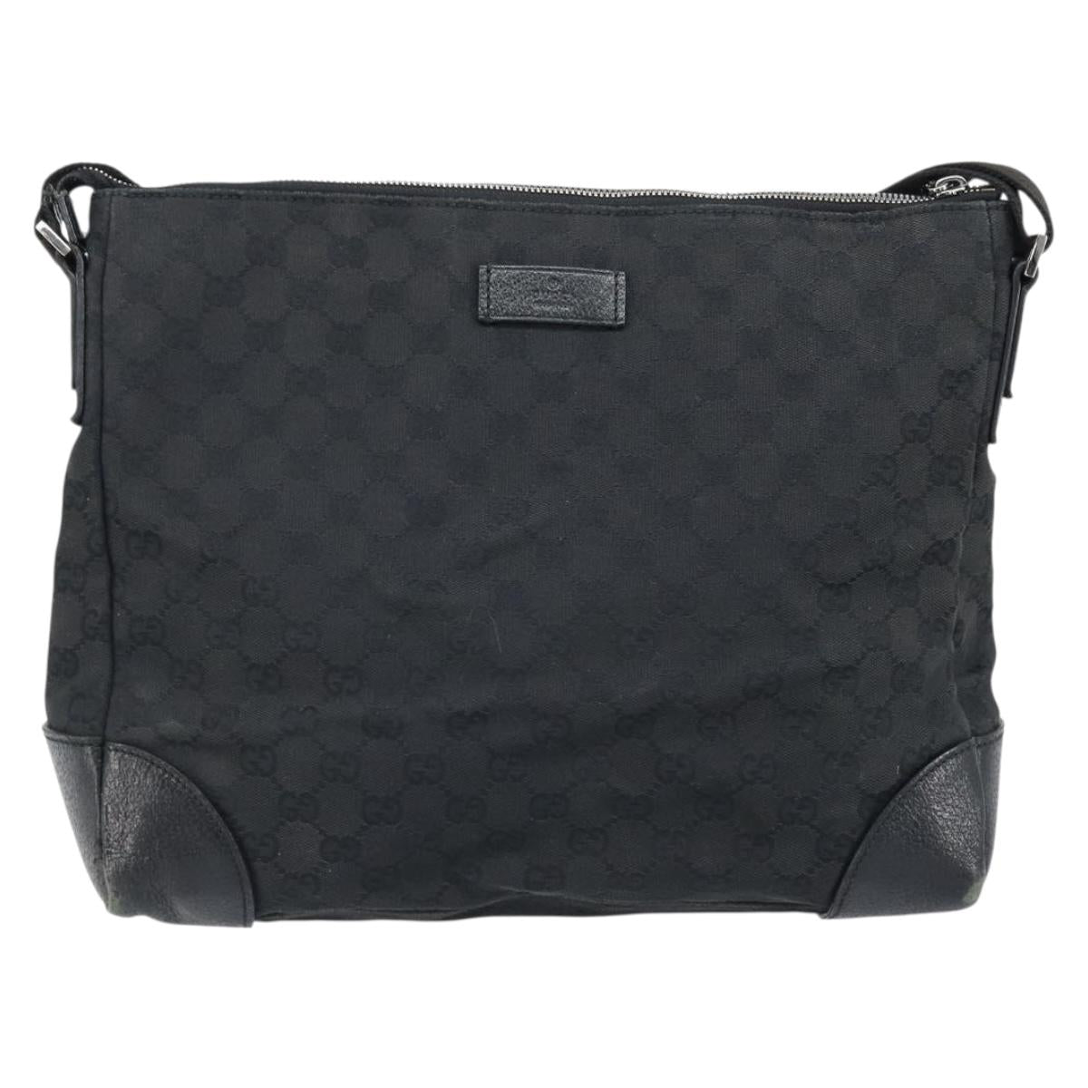 GUCCI GG Canvas Shoulder Bag Black Silver 110054 Auth 173836