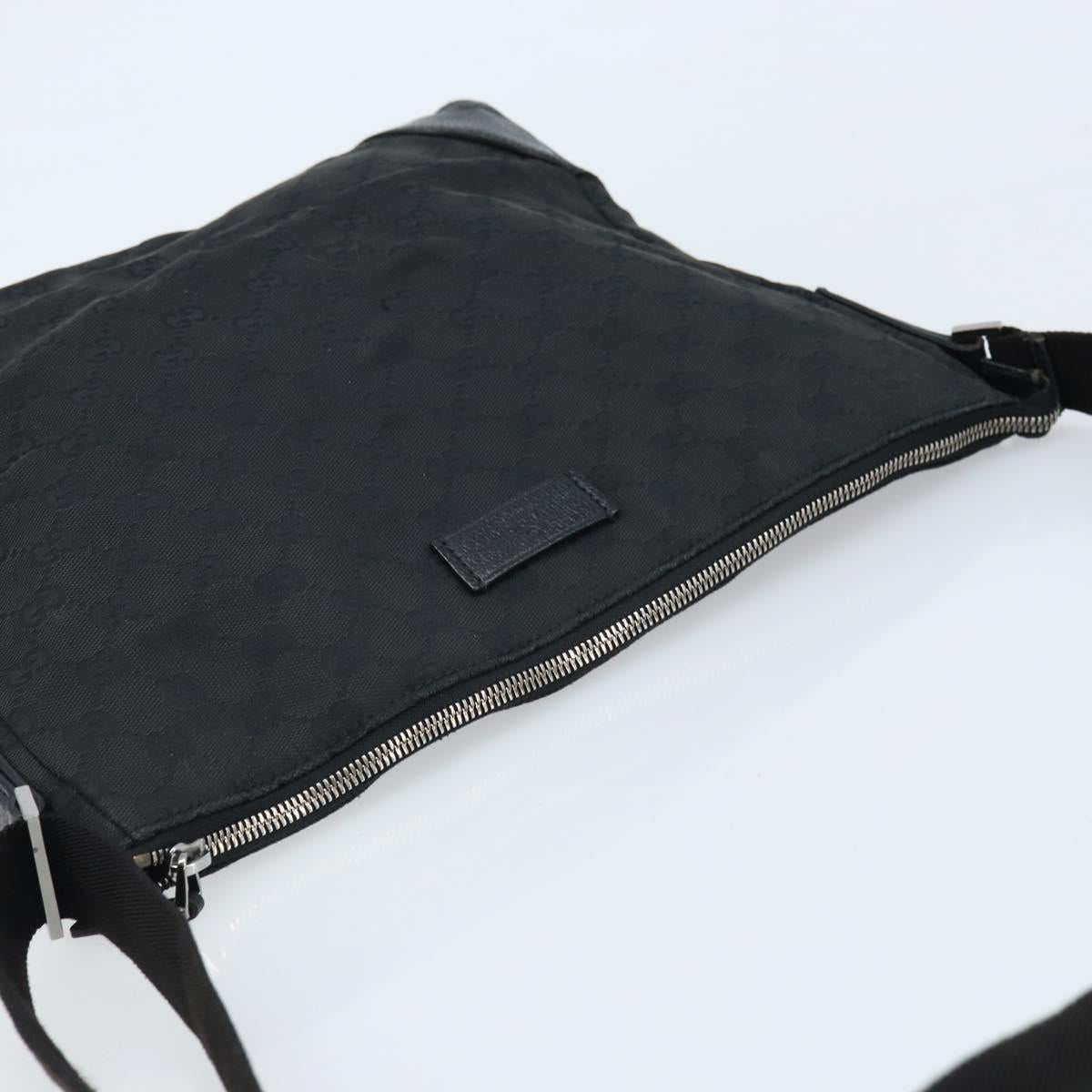GUCCI GG Canvas Shoulder Bag Black Silver 110054 Auth 173836