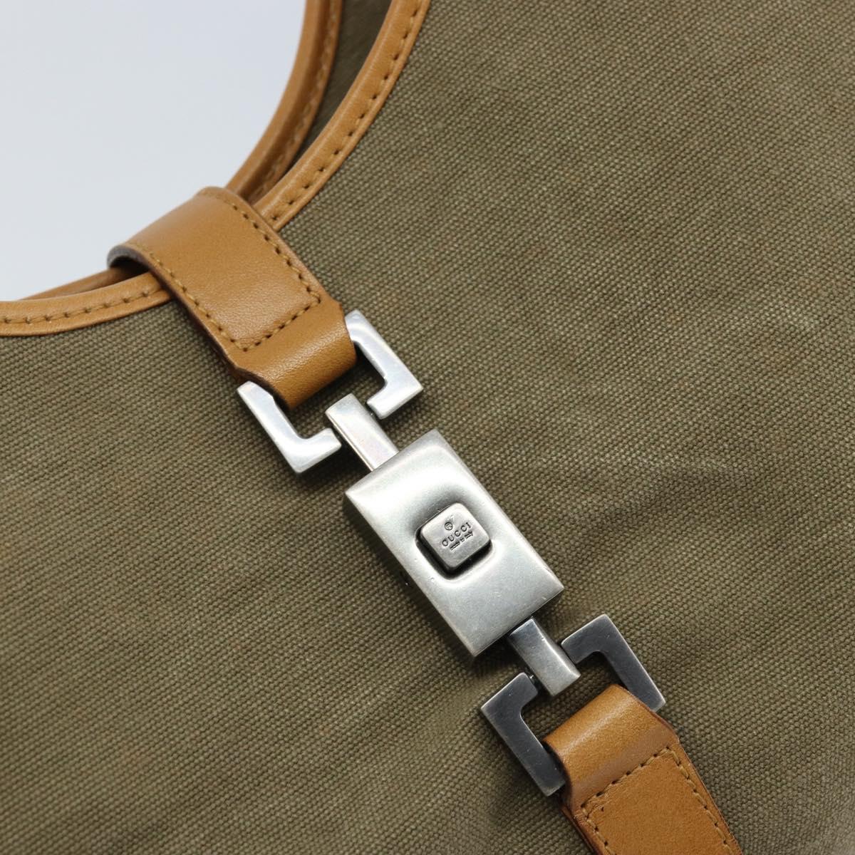 GUCCI Jackie Hand Bag Canvas Beige Silver 01719 Auth 173837V