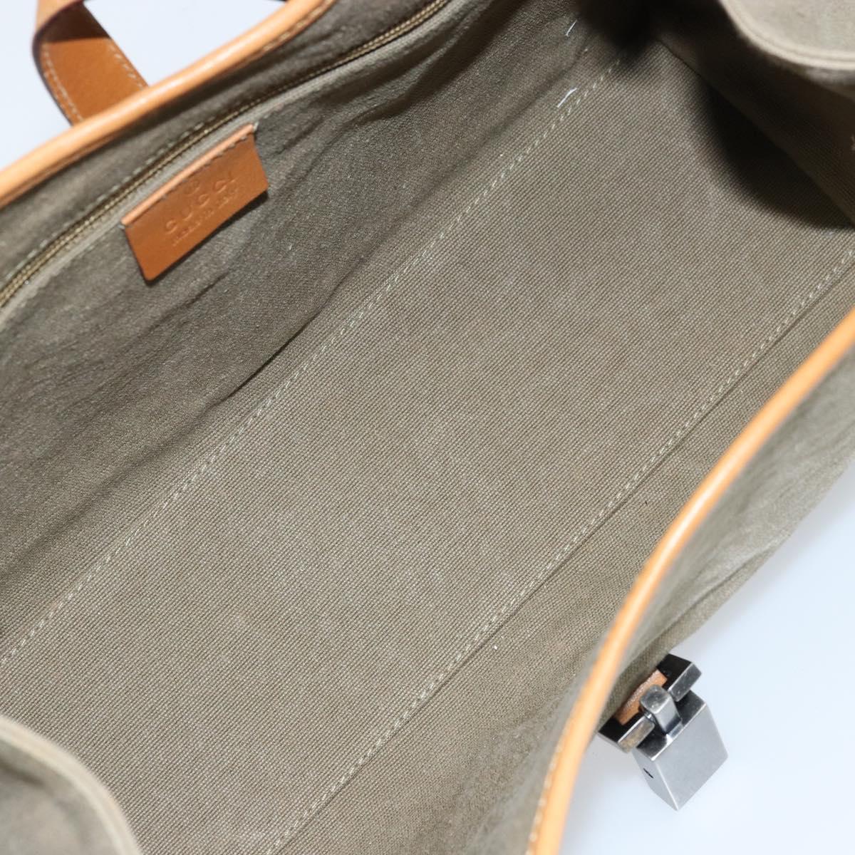 GUCCI Jackie Hand Bag Canvas Beige Silver 01719 Auth 173837V
