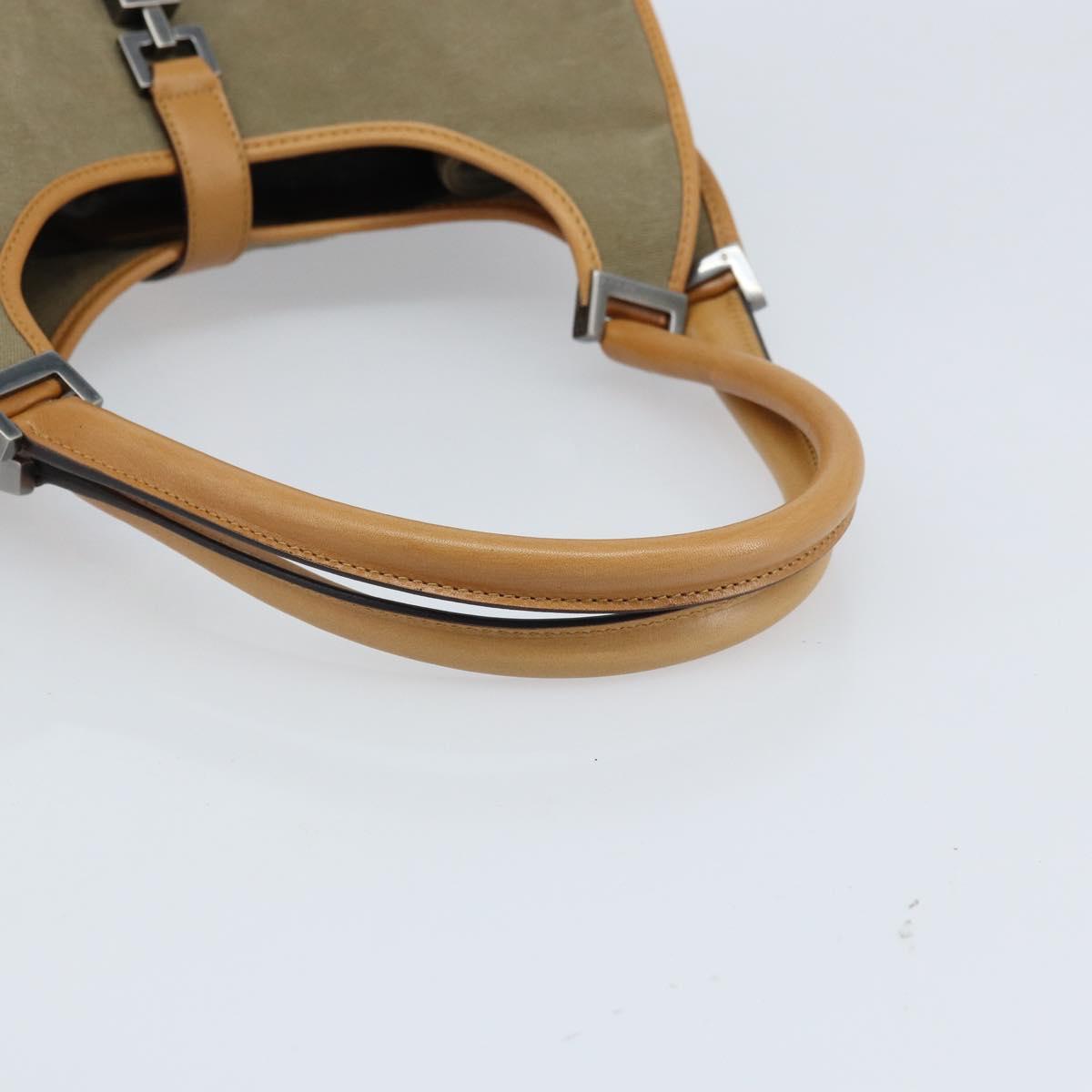 GUCCI Jackie Hand Bag Canvas Beige Silver 01719 Auth 173837V