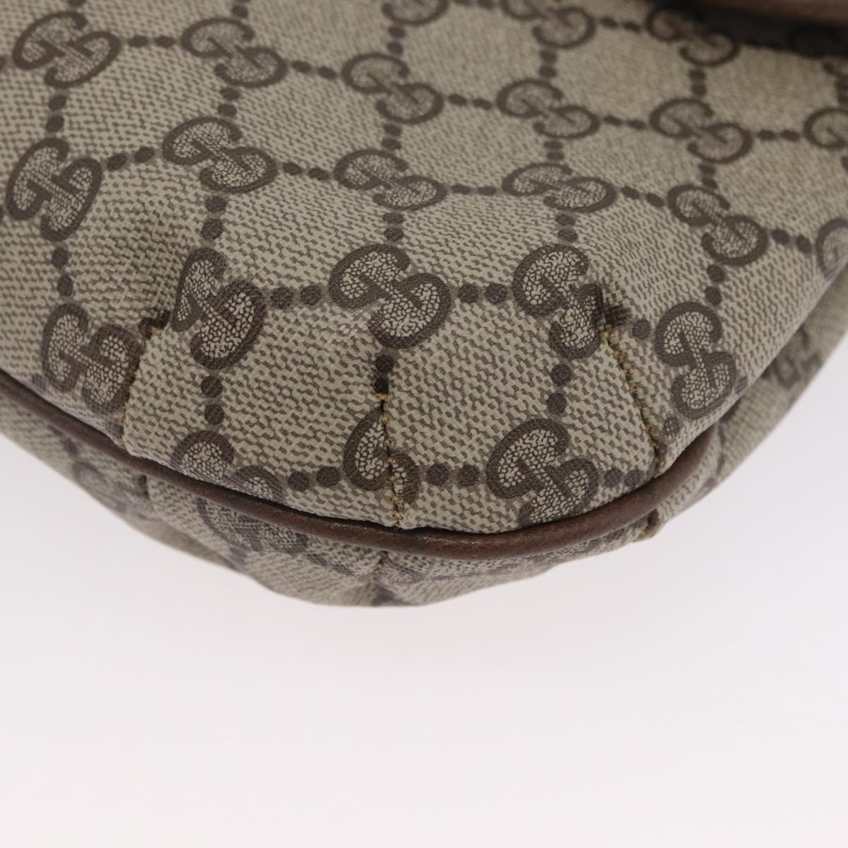 GUCCI GG Supreme Web Sherry Line Shoulder Bag PVC Beige Gold Auth 173844