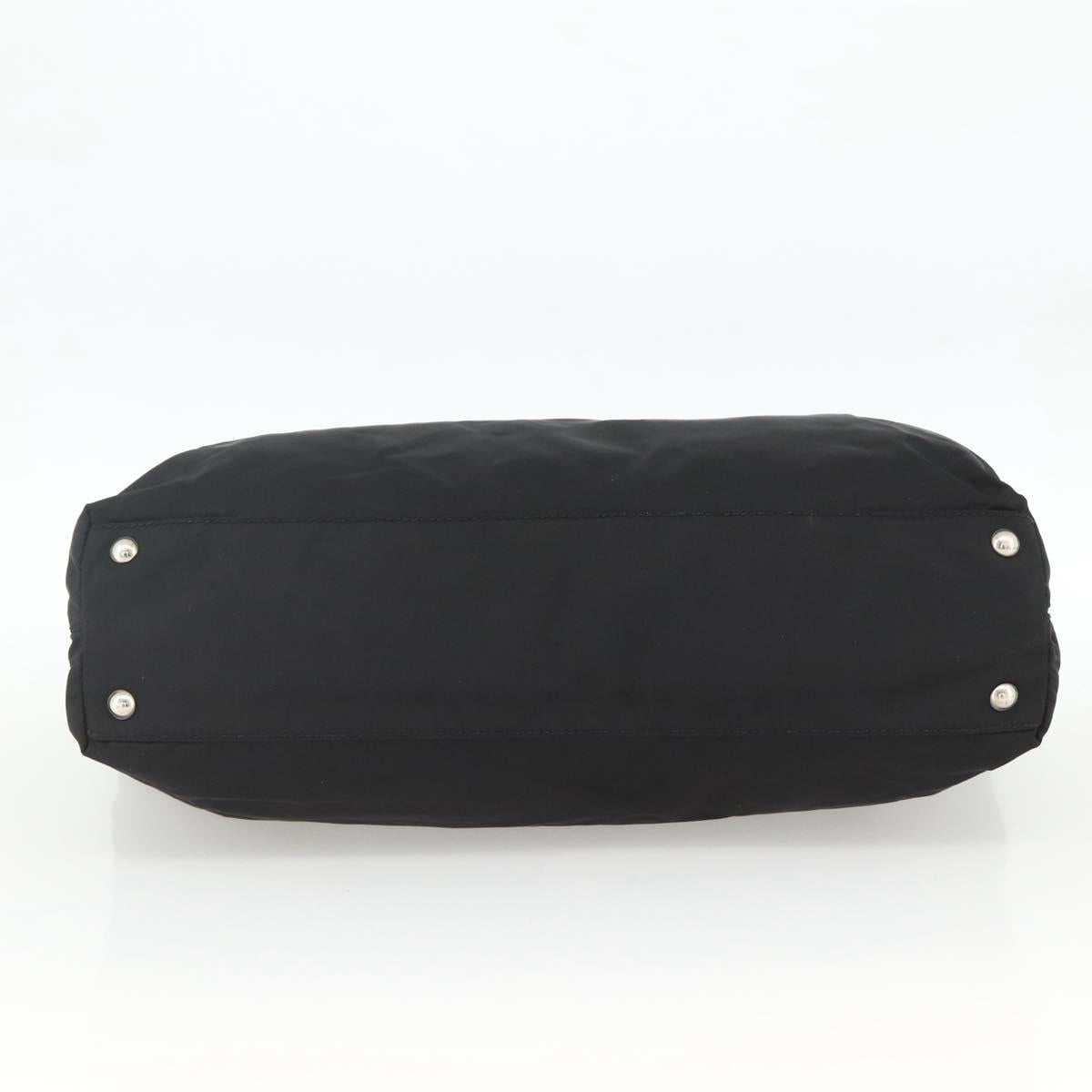 PRADA Hand Bag Nylon Black Silver Auth 173846A