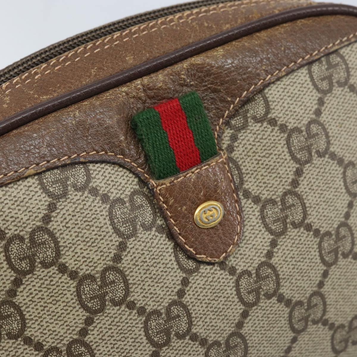 GUCCI GG Supreme Web Sherry Line Bag PVC Beige Gold 89 02 066 Auth 173850