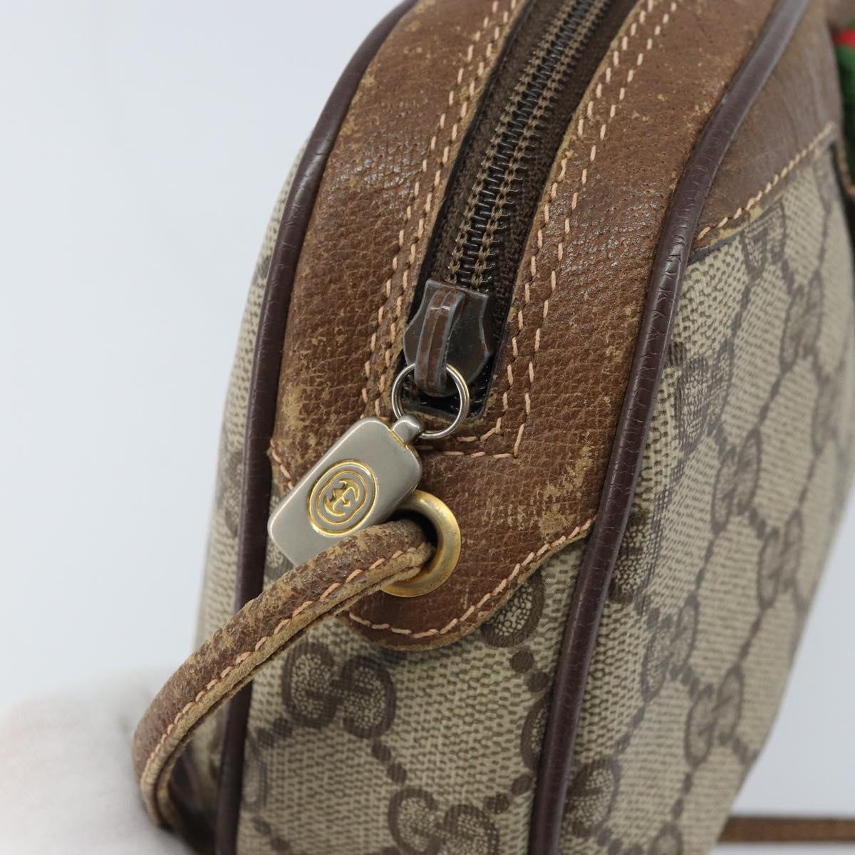 GUCCI GG Supreme Web Sherry Line Bag PVC Beige Gold 89 02 066 Auth 173850